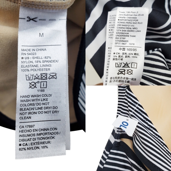 Old Navy Womens Black White Striped Halter Neck Swimsuit Tankini Top Size M NWT - Picture 4 of 6